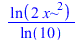 `/`(`*`(ln(`+`(`*`(2, `*`(`^`(x, 2)))))), `*`(ln(10)))